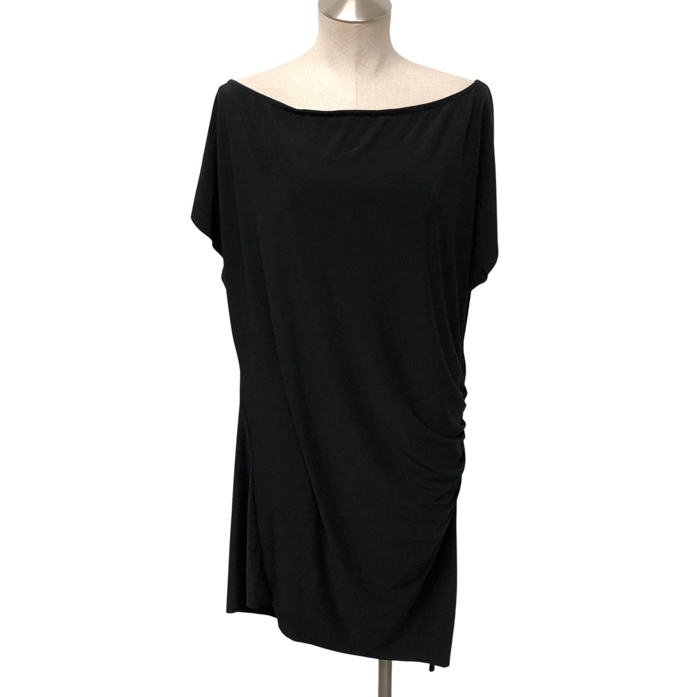 Magicsuit Swim Cover-Up Dress Women Large Black Ruched Draped Boat Neck